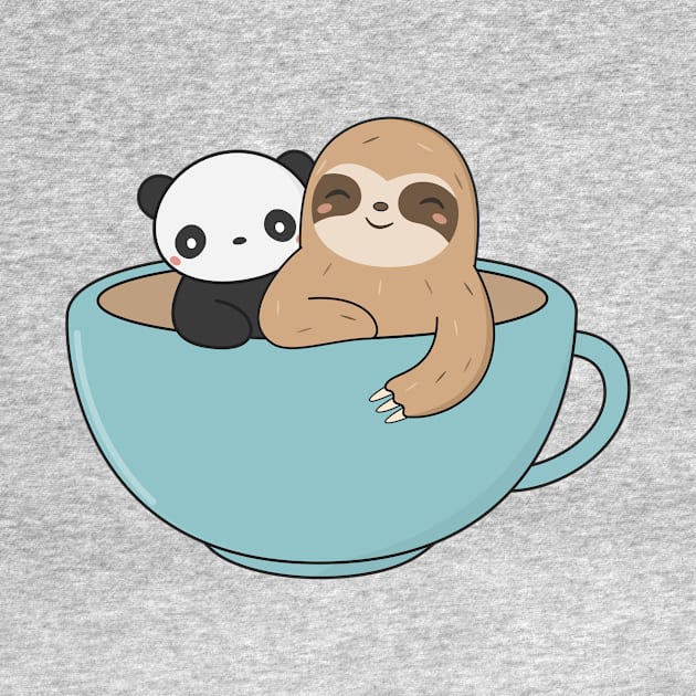 Kawaii Cute Panda and Sloth by wordsberry